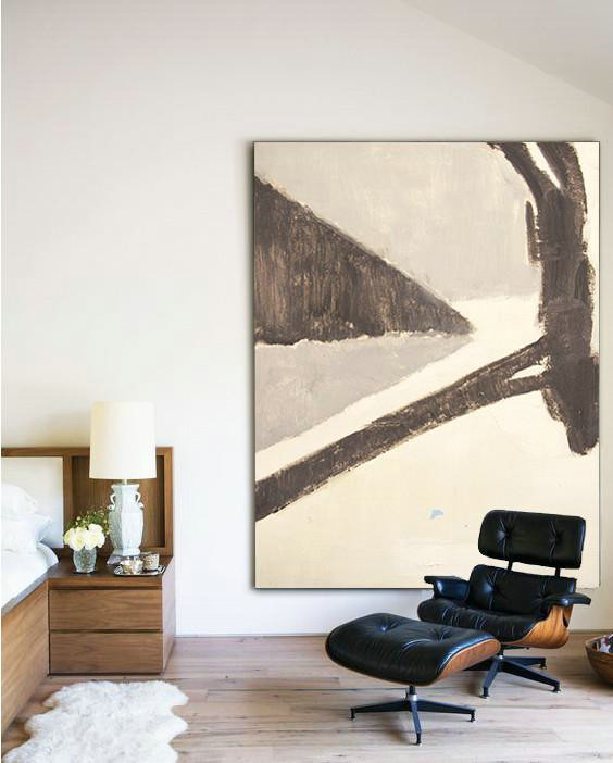 Hand Paint Large Art,Vertical Palette Knife Contemporary Art,Acrylic Painting Canvas Art,White,Grey,Taupe.etc